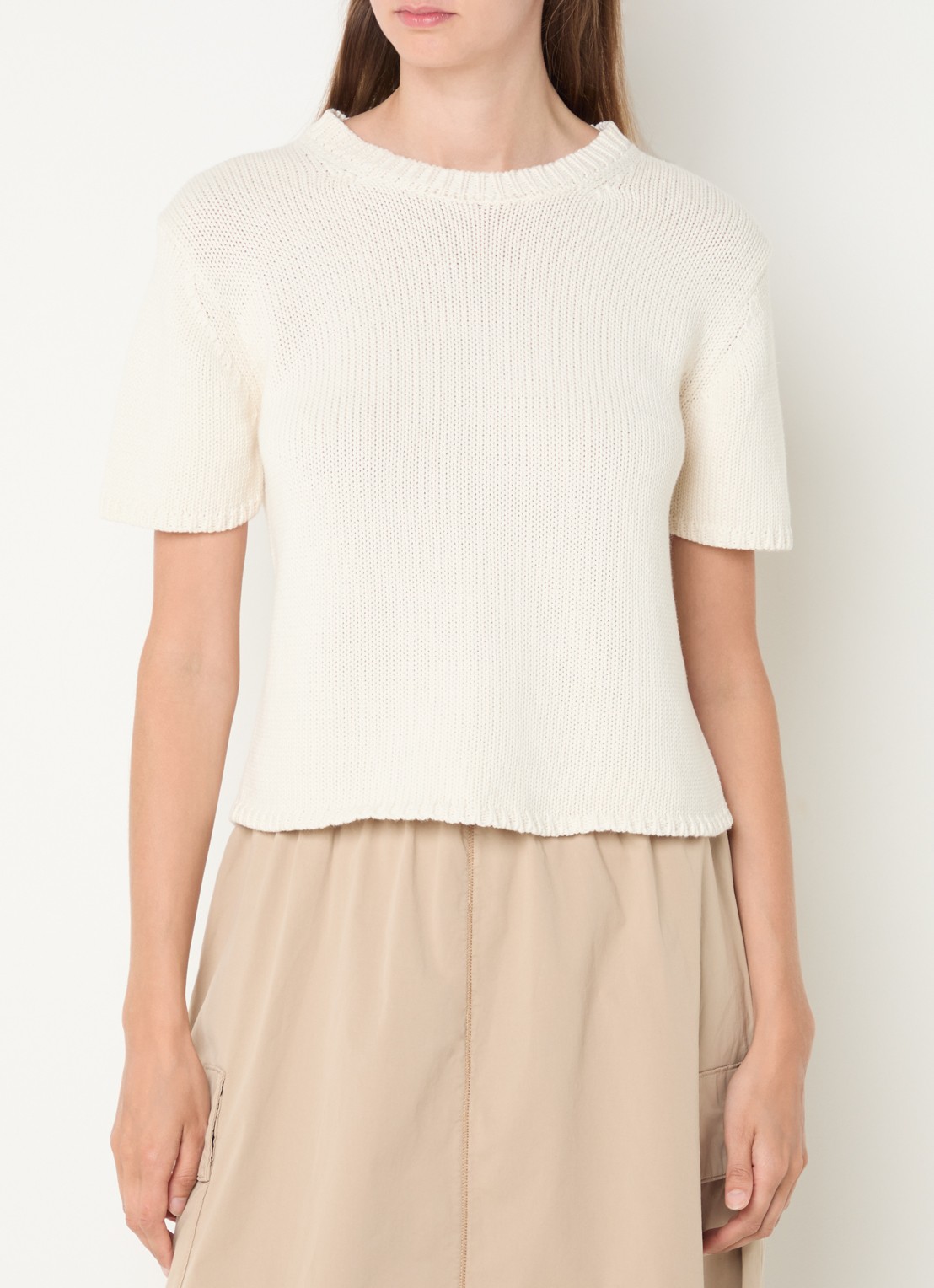 Mos Mosh MMArin grofgebreide top met ronde hals - detail beige