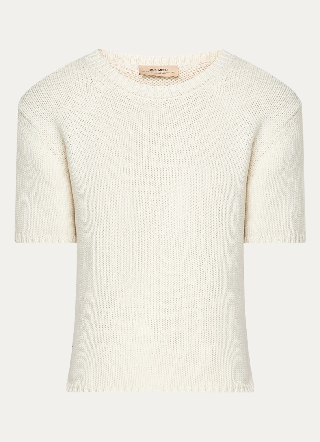 Mos Mosh MMArin grofgebreide top met ronde hals - voorkant 2 beige