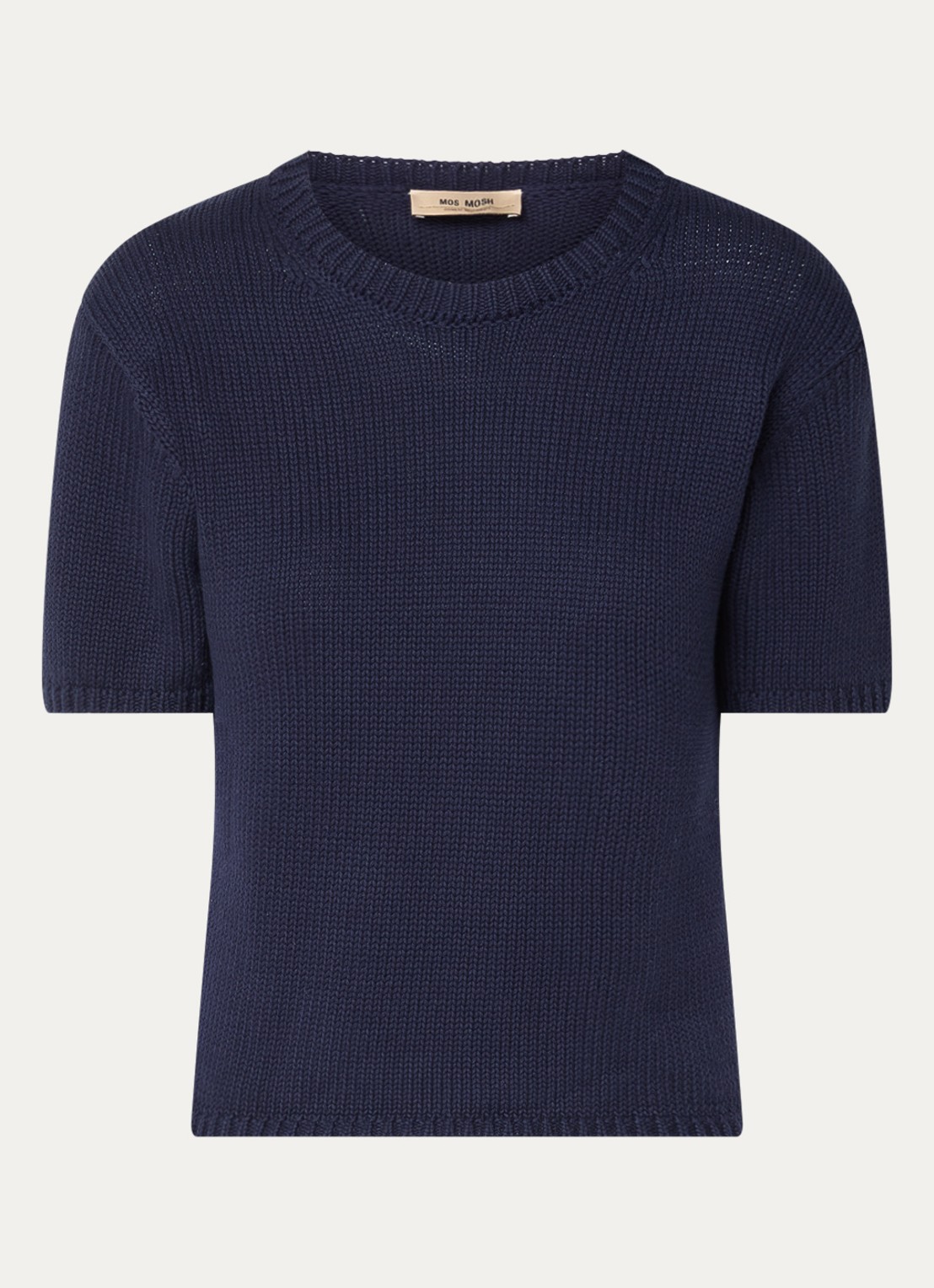Mos Mosh MMArin grofgebreide top met ronde hals - voorkant donkerblauw