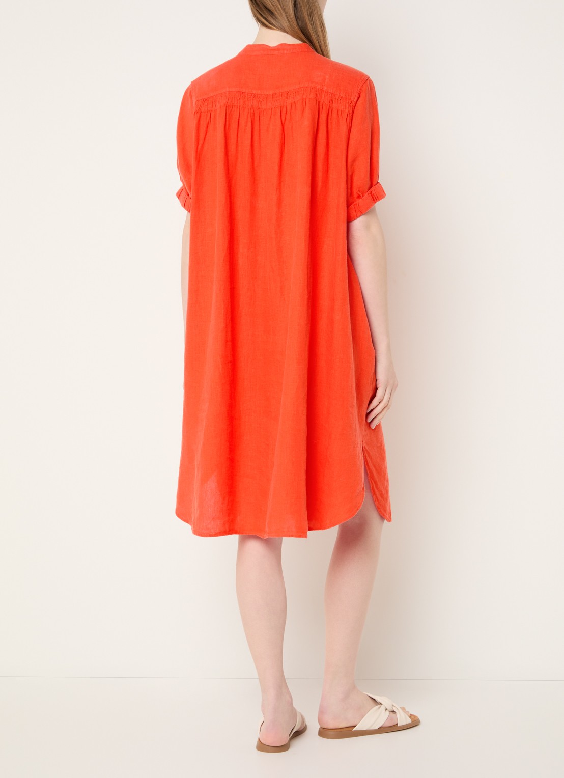 Mos Mosh MMArleth midi jurk in linnenblend - achterkant 2 orange