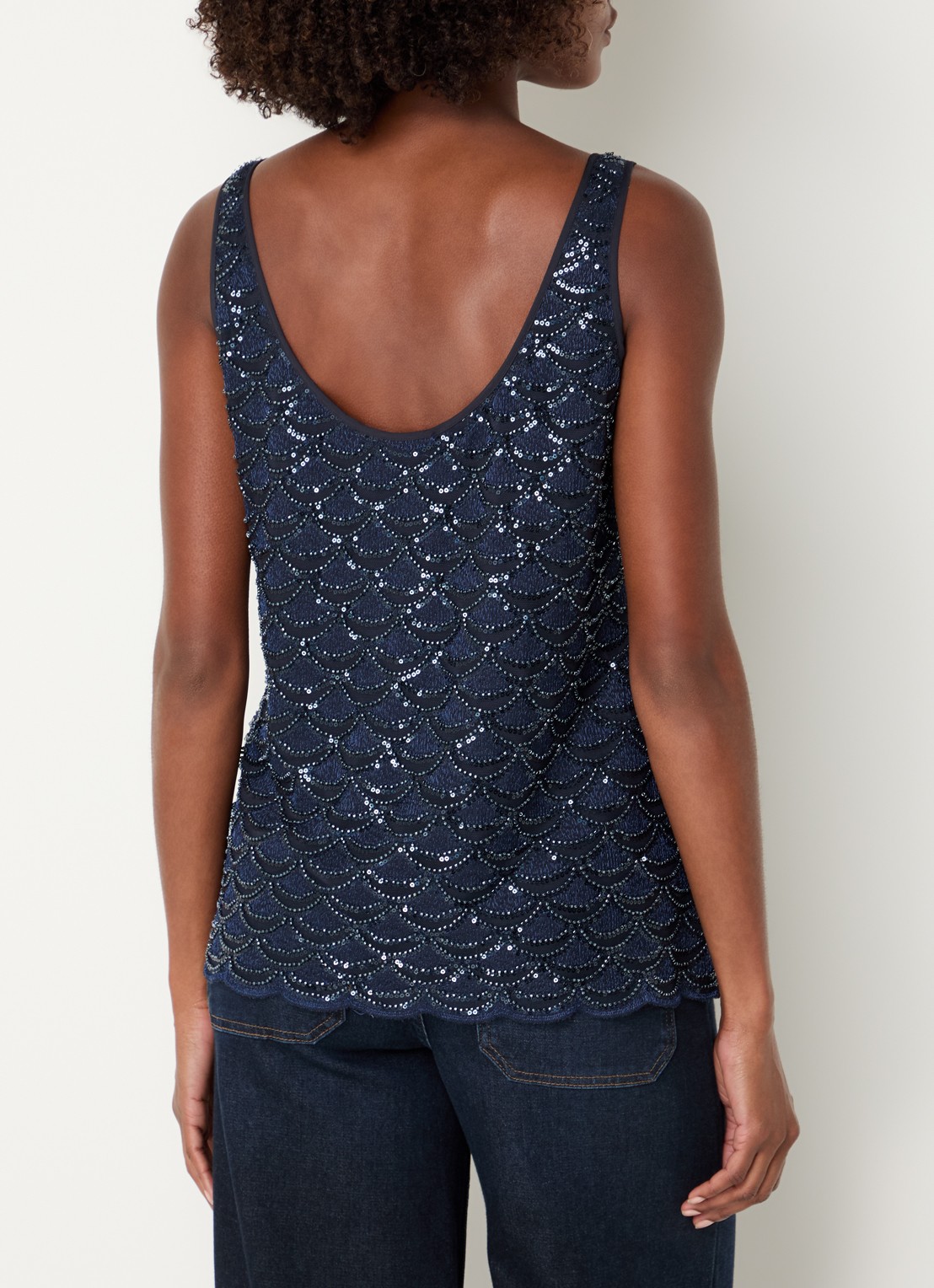 Mos Mosh MMAstra tanktop met strass - achterkant donkerblauw
