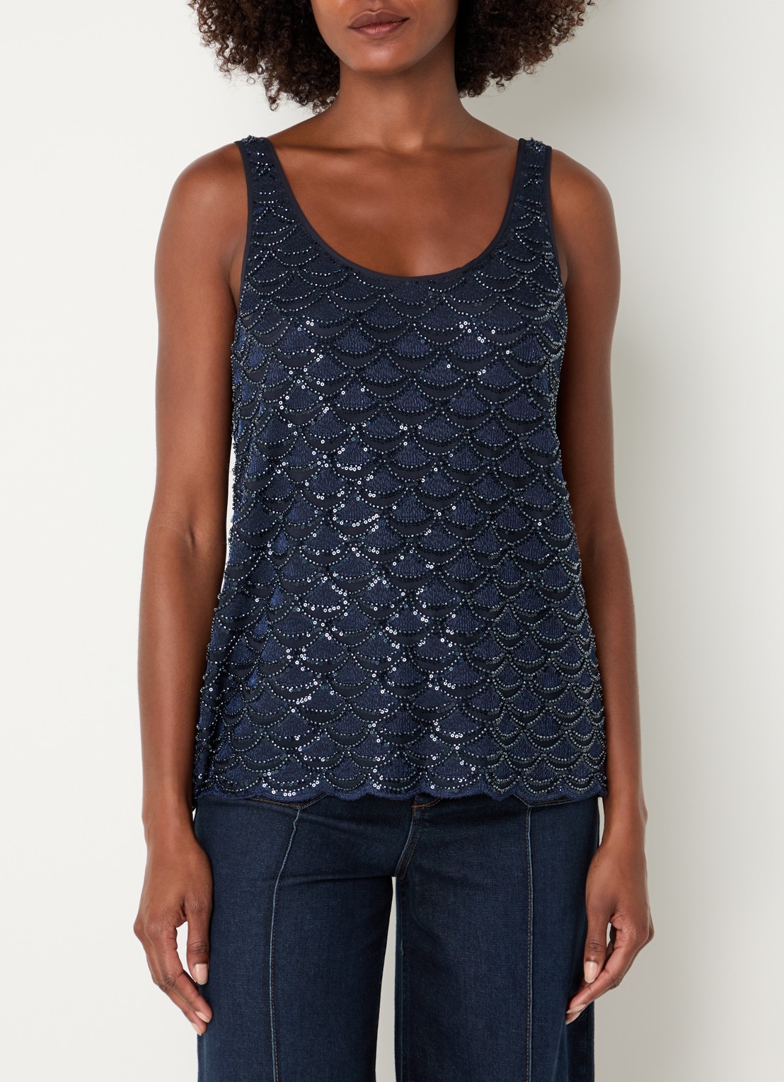 Mos Mosh MMAstra tanktop met strass - detail 2 donkerblauw