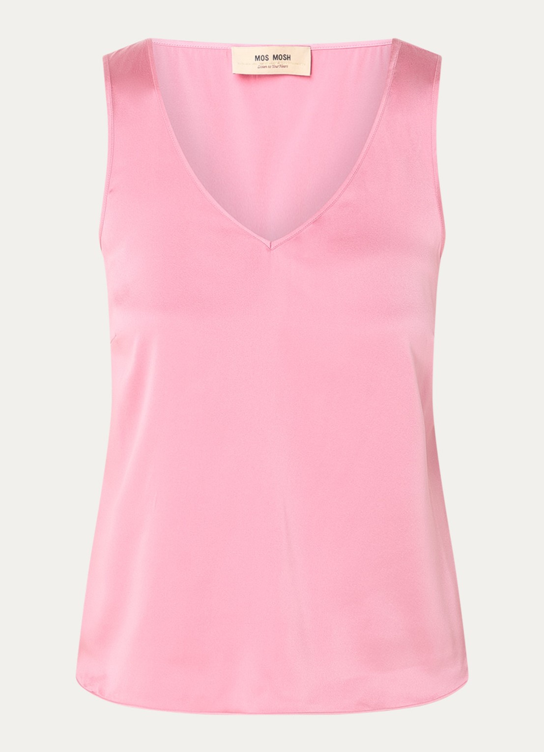 Mos Mosh MMAstrid mouwloze top van satijn - voorkant 2 roze