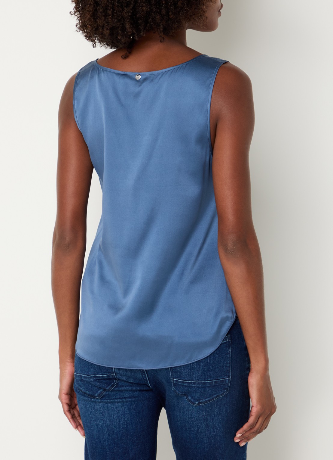 Mos Mosh MMAstrid tanktop van zijde  - achterkant staalblauw