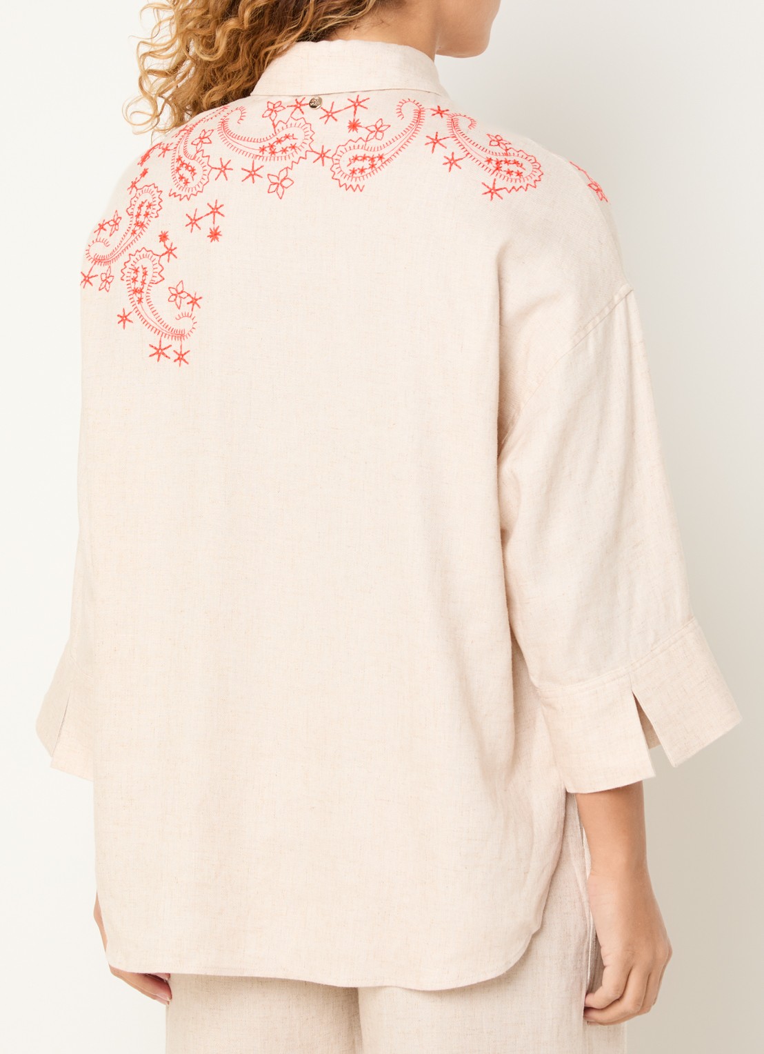Mos Mosh MMAudri blouse in linnenblend met borduring - achterkant 4 beige