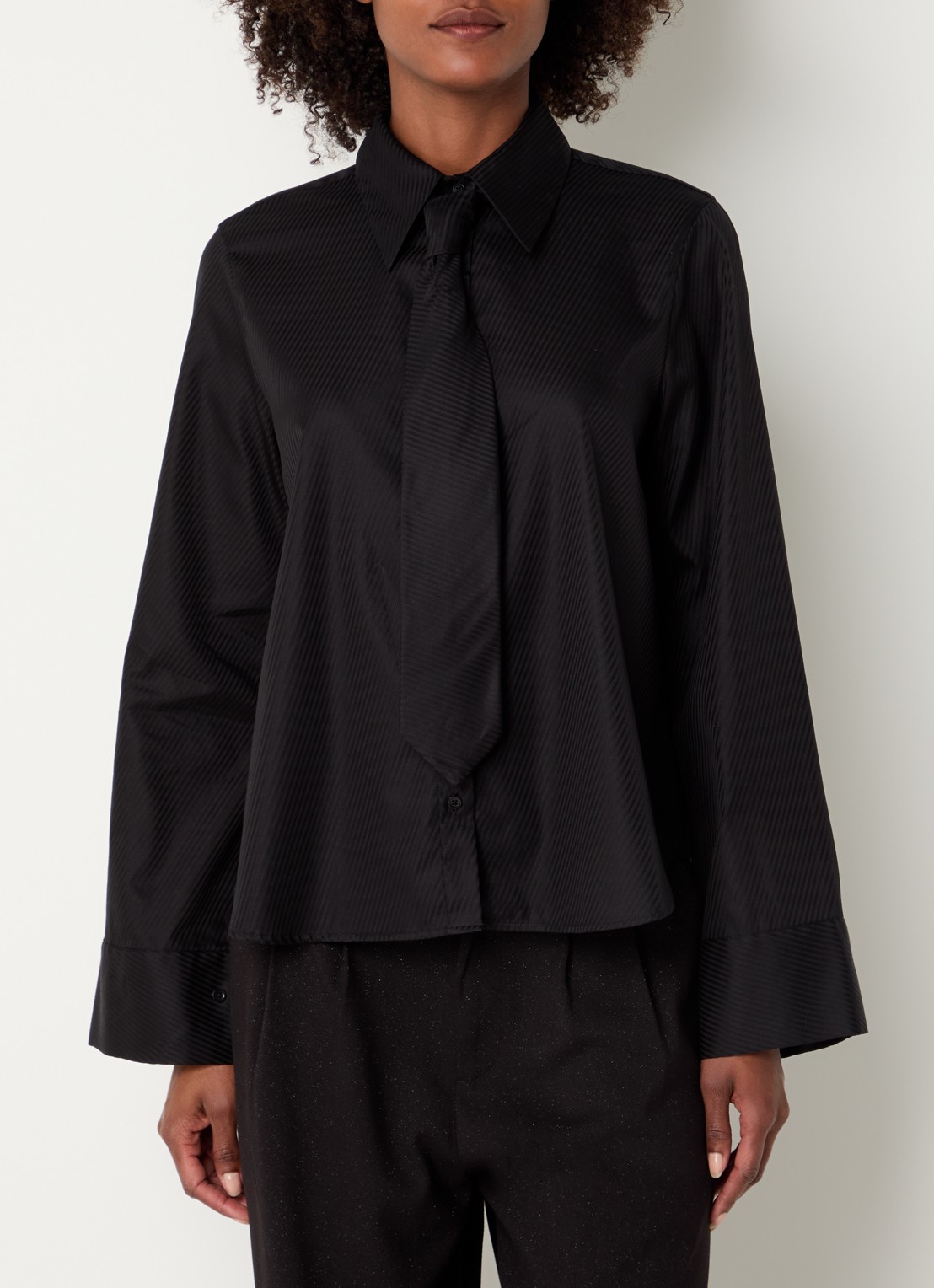 Mos Mosh MMAyen blouse met stropdas - detail 4 zwart