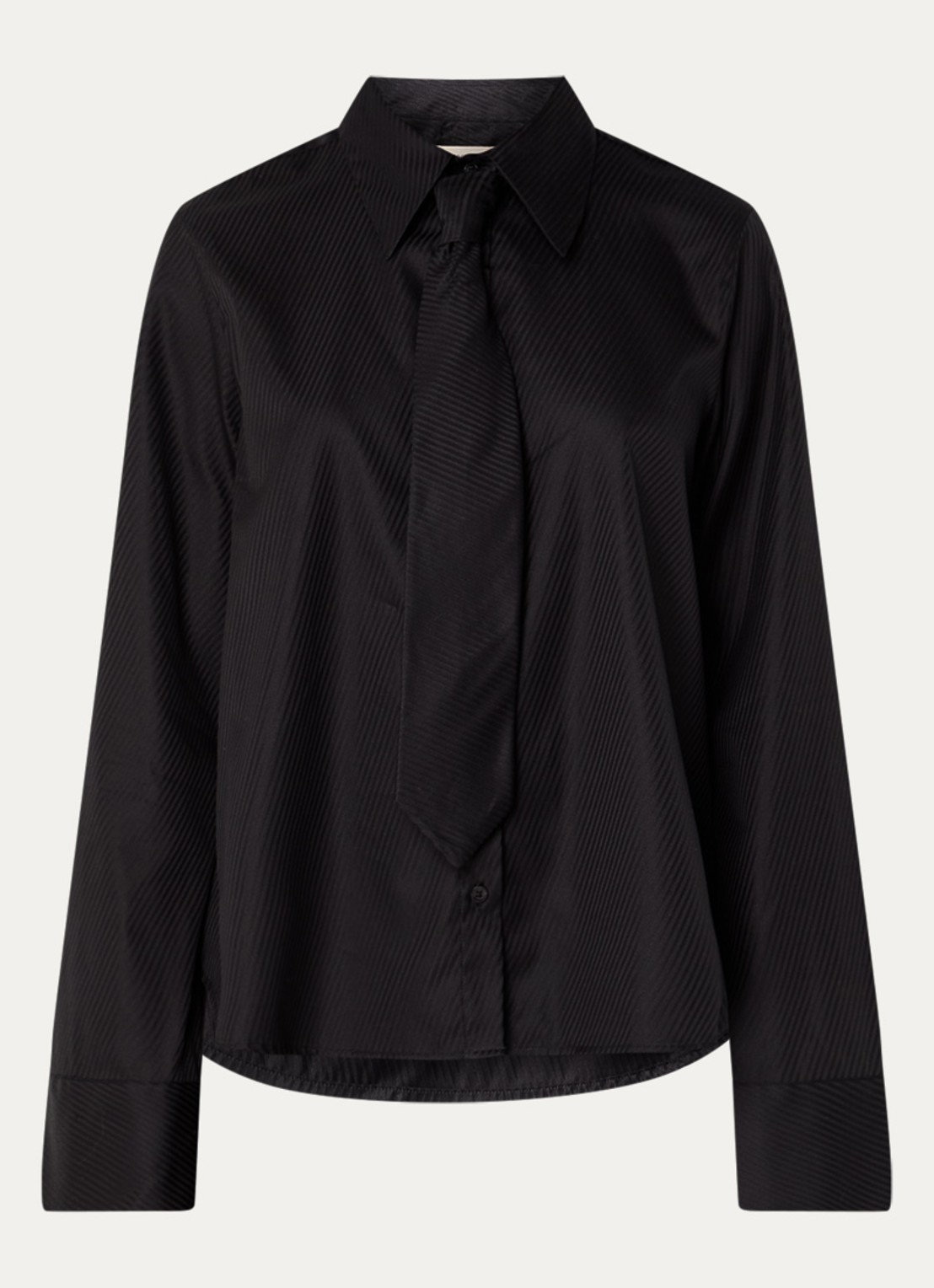 Mos Mosh MMAyen blouse met stropdas - voorkant 2 zwart