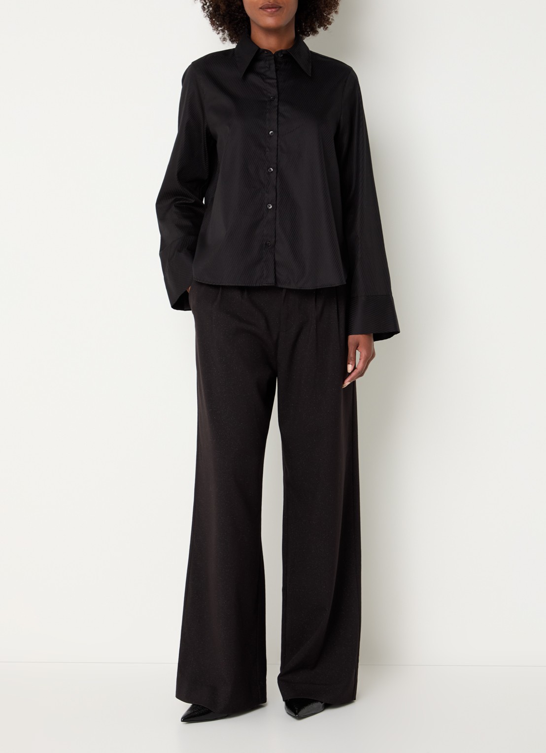 Mos Mosh MMAyen blouse met stropdas - voorkant 3 zwart