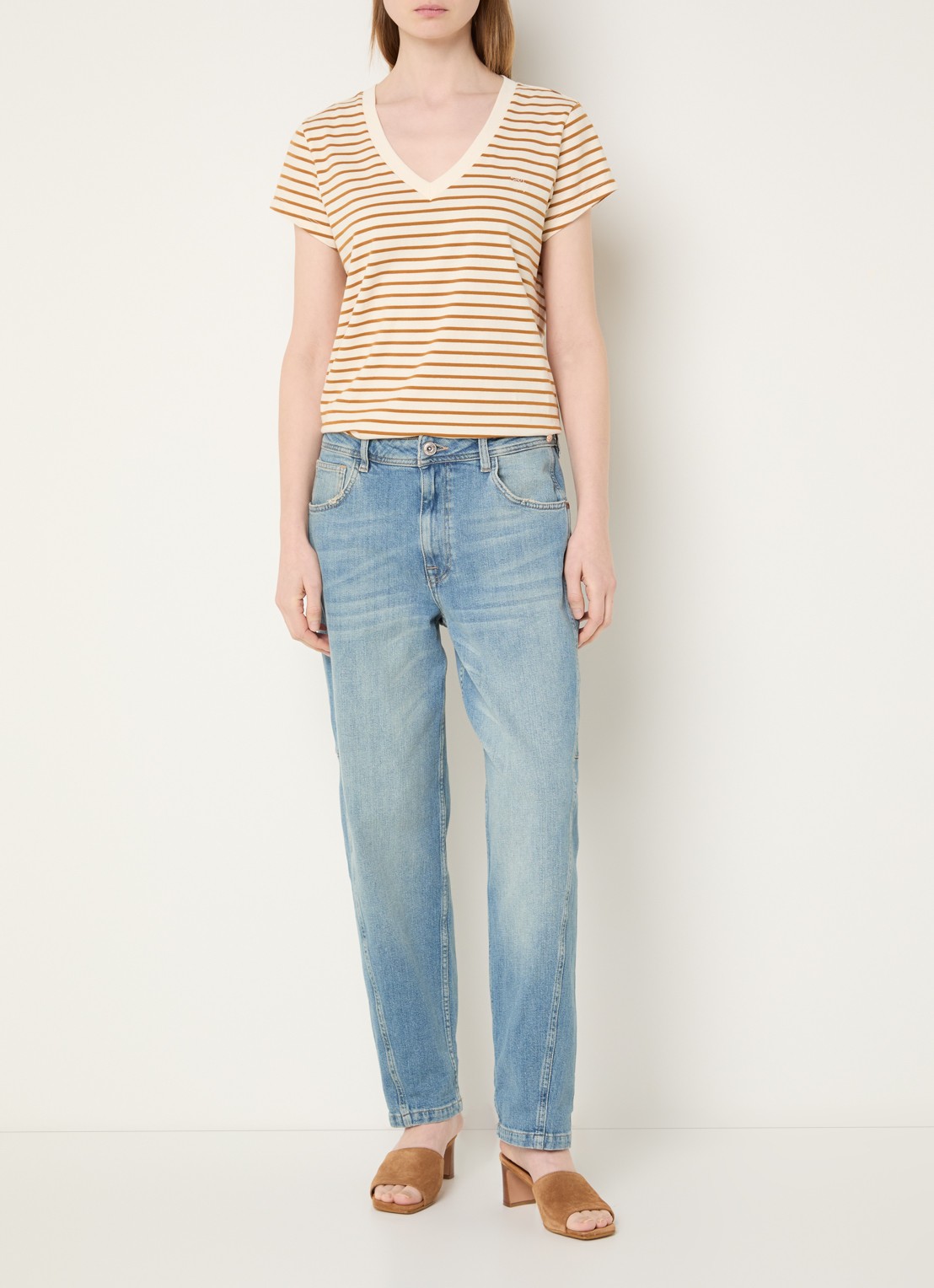 Mos Mosh MMAymen Galleon high waist straight leg jeans met steekzakken - voorkant 2 indigo