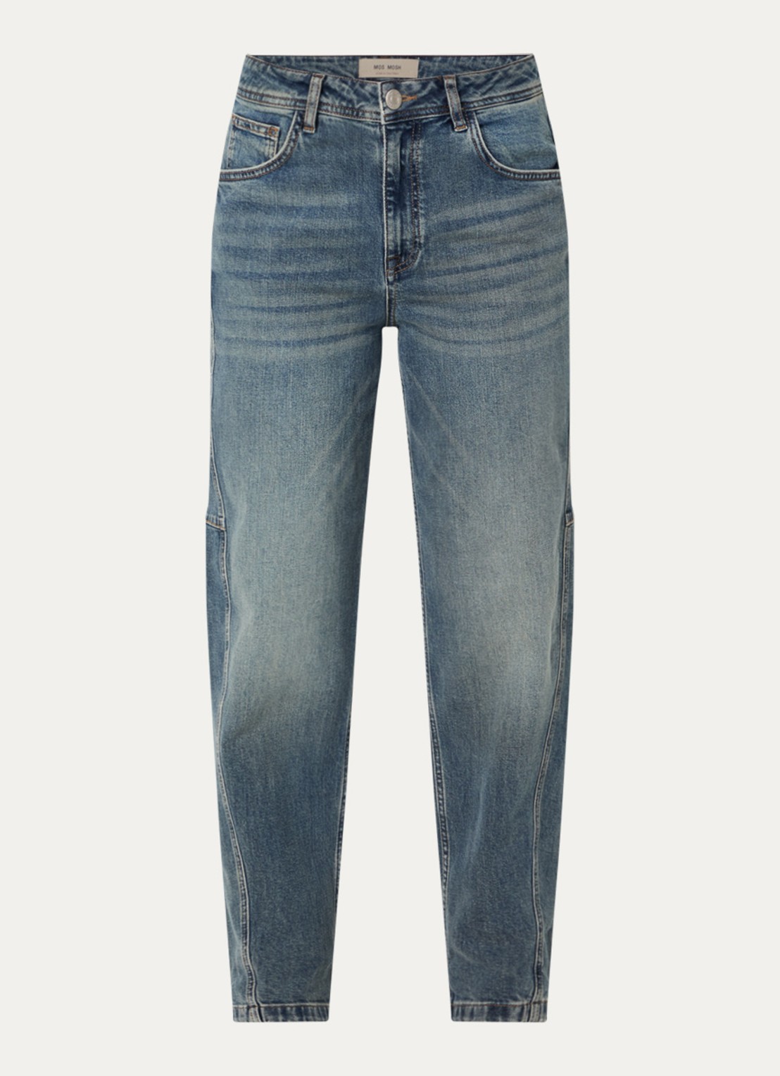 Mos Mosh MMAymen Kyoto high waist tapered jeans met steekzakken - voorkant indigo