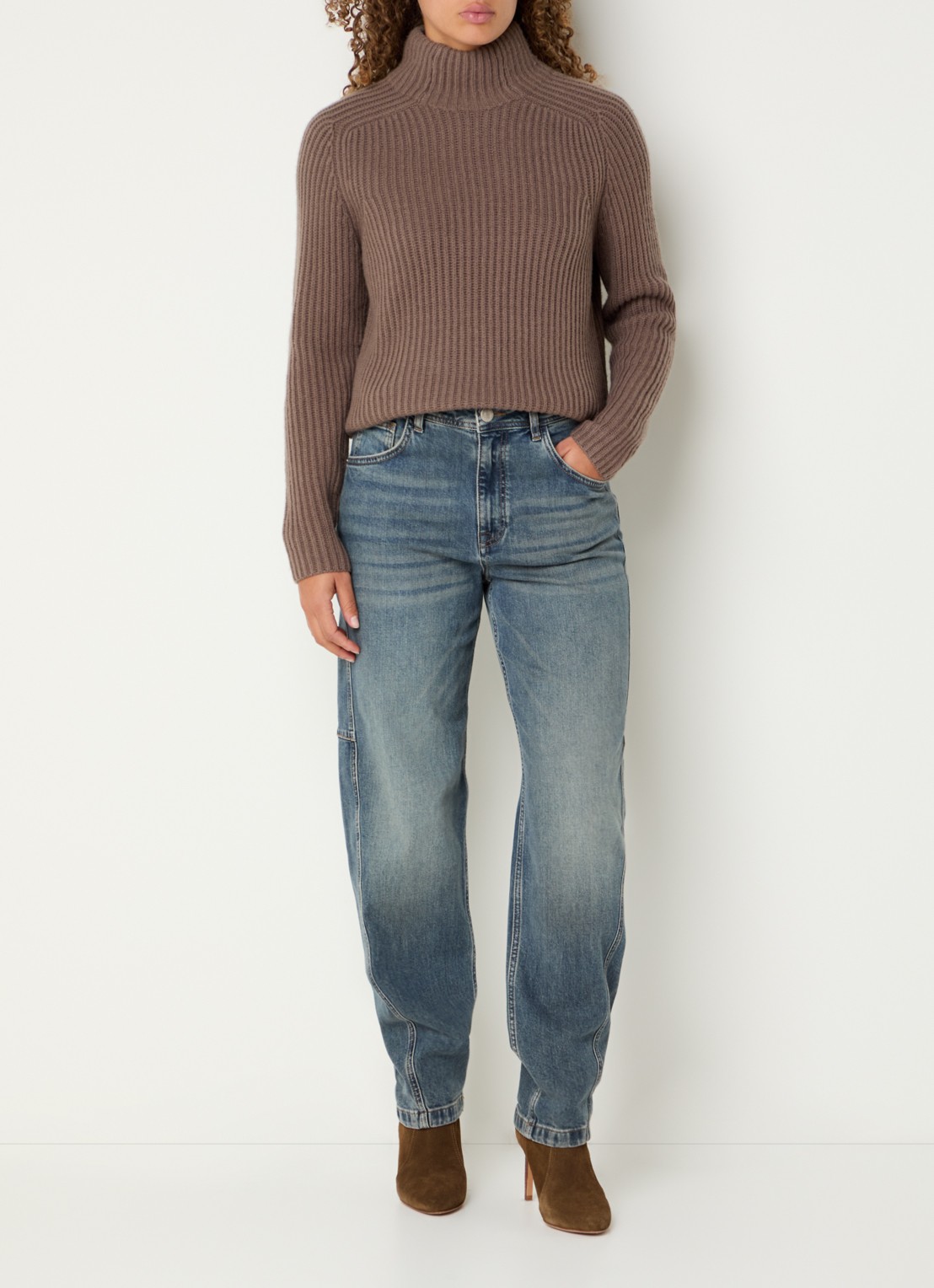 Mos Mosh MMAymen Kyoto high waist tapered jeans met steekzakken - voorkant 2 indigo