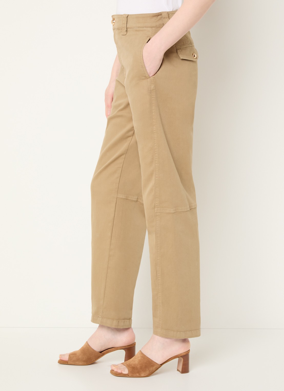 Mos Mosh MMAYmen Len high waist tapered fit chino met steekzakken - detail 4 beige