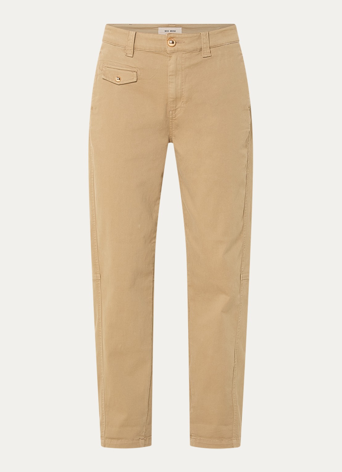 Mos Mosh MMAYmen Len high waist tapered fit chino met steekzakken - voorkant beige