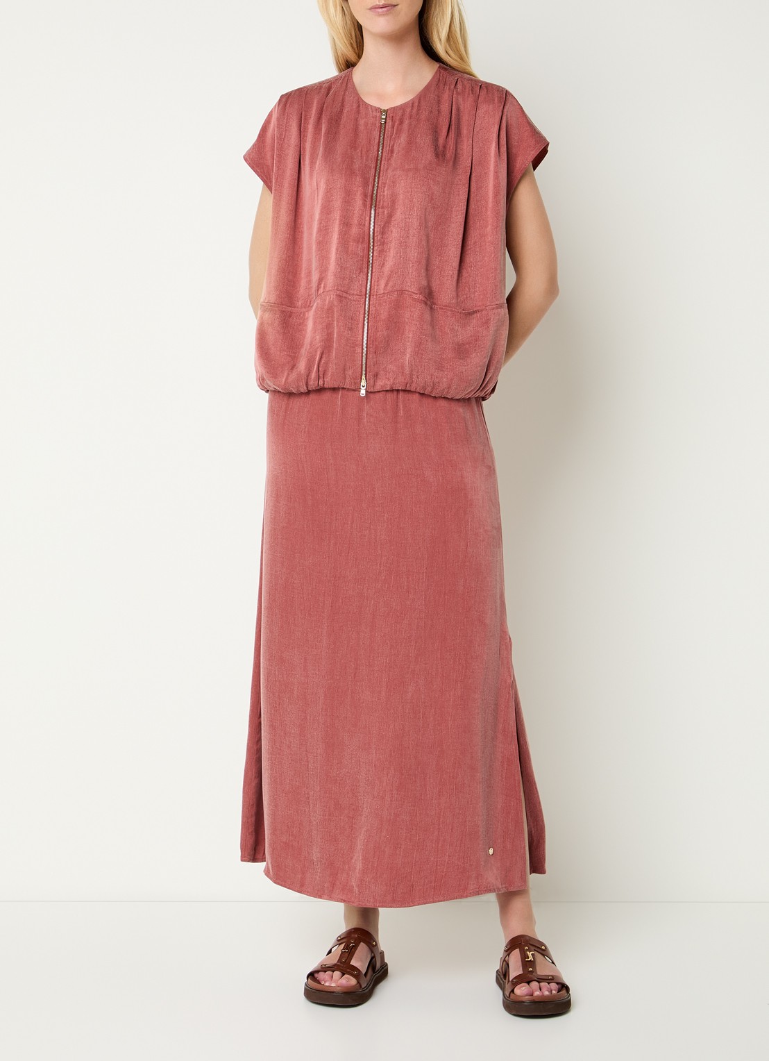 Mos Mosh MMBias Nadie midi rok met split - voorkant 3 oudroze