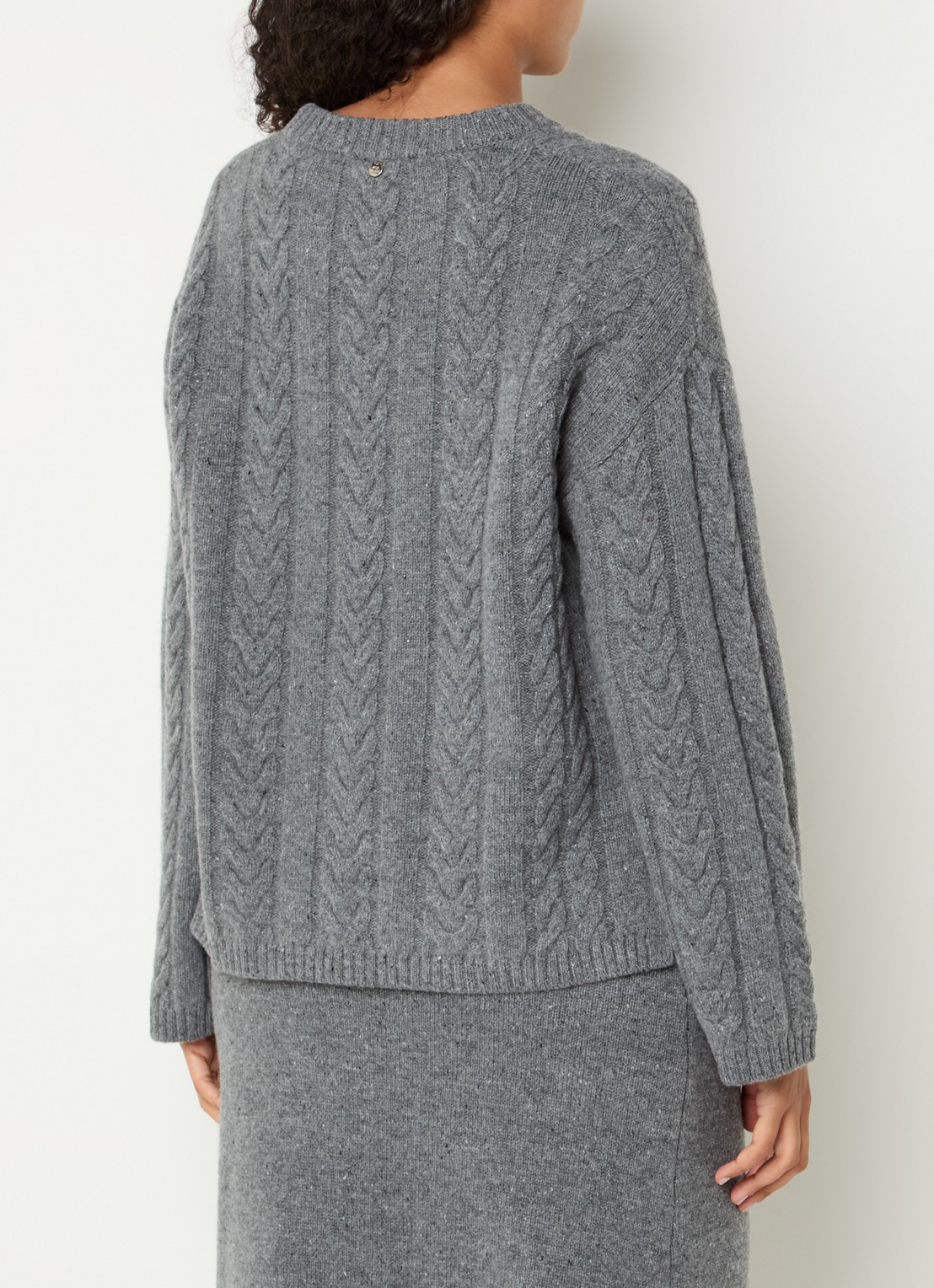 Mos Mosh MMBryndis kabelgebreide pullover van wol - achterkant grijs