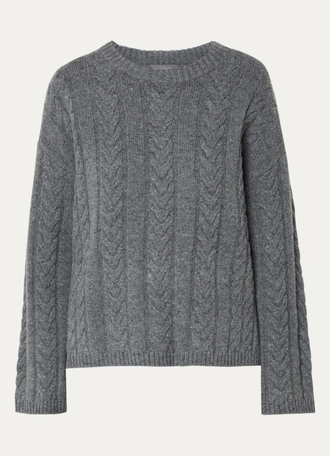 Mos Mosh MMBryndis kabelgebreide pullover van wol - voorkant 2 grijs