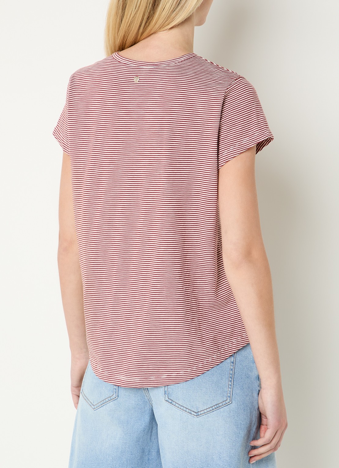 Mos Mosh MMCamp T-shirt met streepprint - achterkant 2 steenrood
