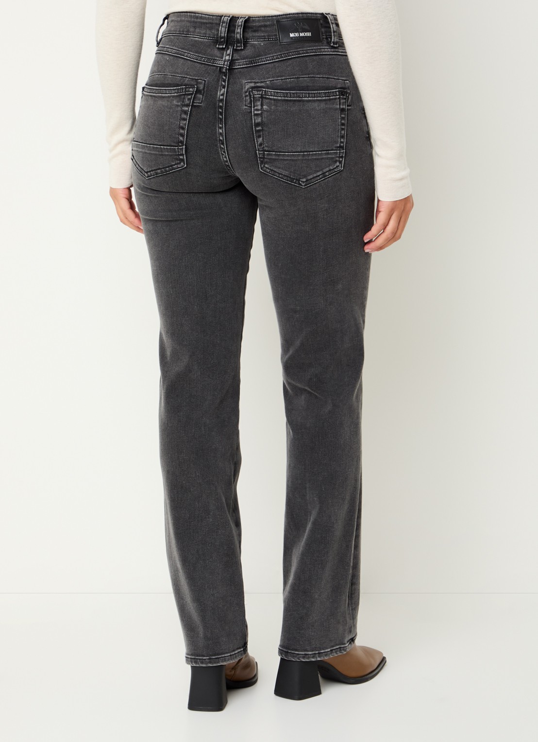 Mos Mosh MMCarla Naomi Deluxe high waist slim fit jeans met gekleurde wassing - achterkant donkergrijs