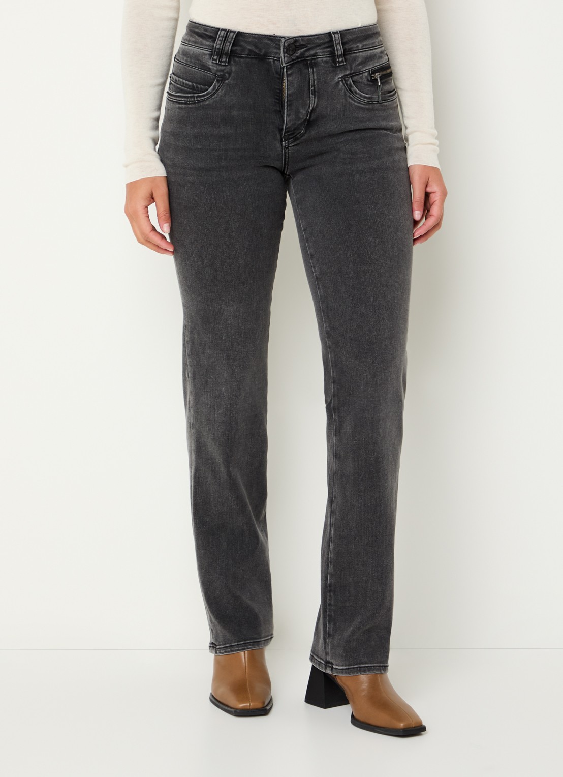 Mos Mosh MMCarla Naomi Deluxe high waist slim fit jeans met gekleurde wassing - detail 2 donkergrijs