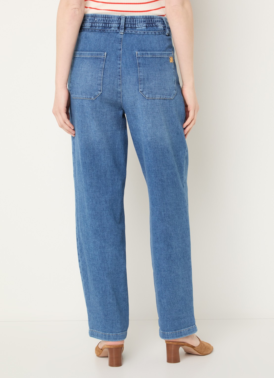 Mos Mosh MMCatania Crispy mid waist straight leg jeans met medium wassing - achterkant indigo