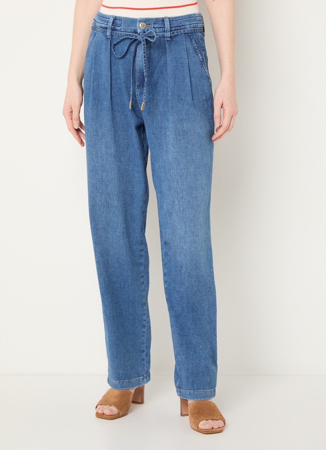 Mos Mosh MMCatania Crispy mid waist straight leg jeans met medium wassing - detail 4 indigo