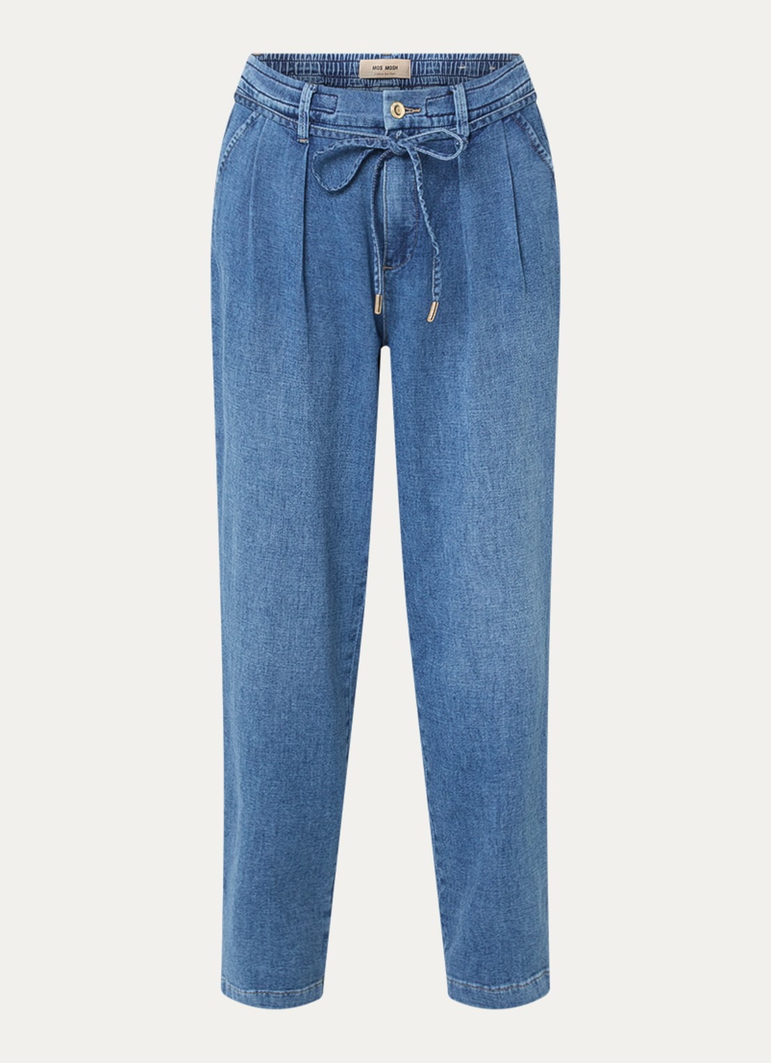 Mos Mosh MMCatania Crispy mid waist straight leg jeans met medium wassing - voorkant 2 indigo