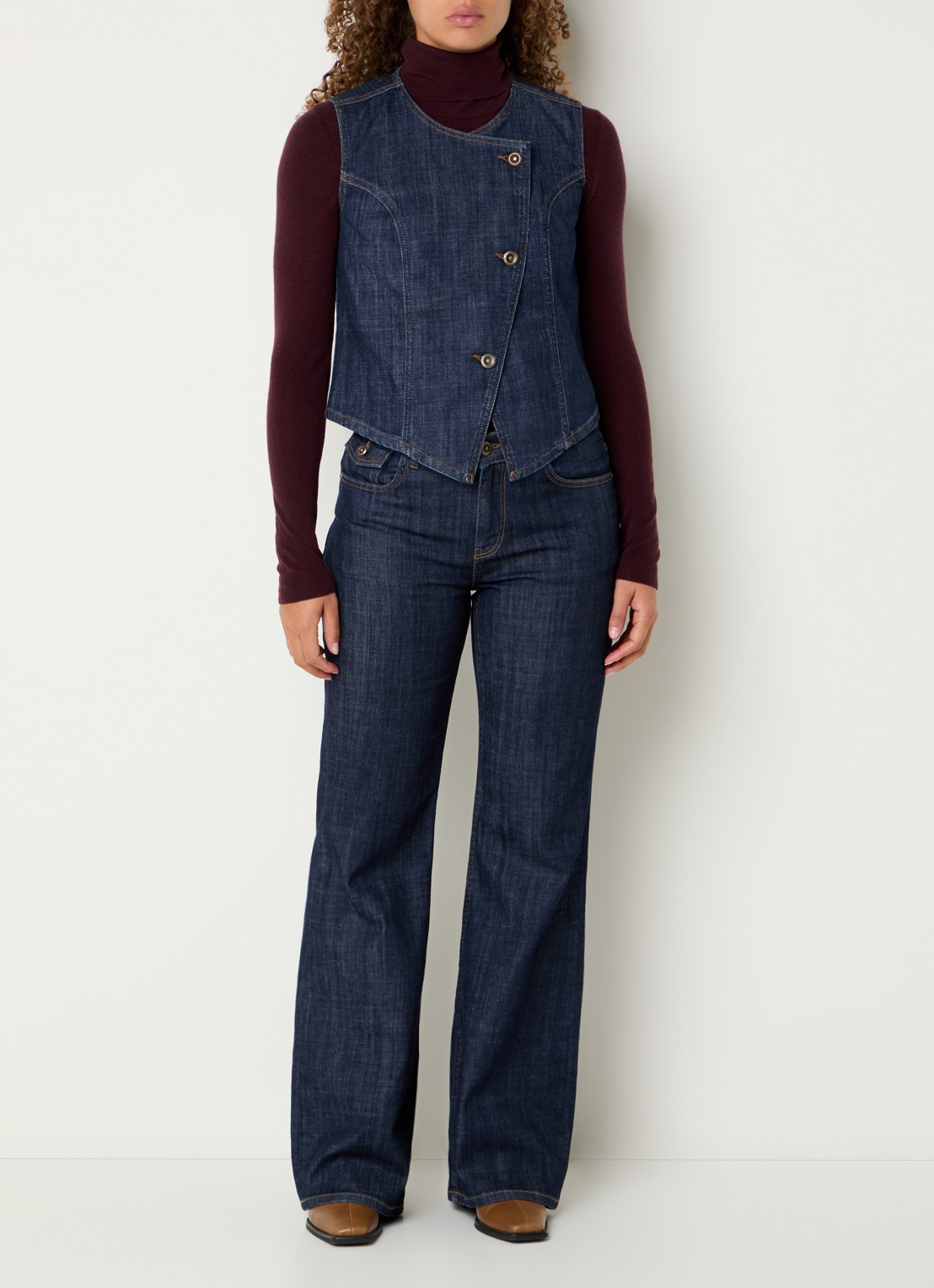 Mos Mosh MMCeden gilet van denim - voorkant 3 indigo