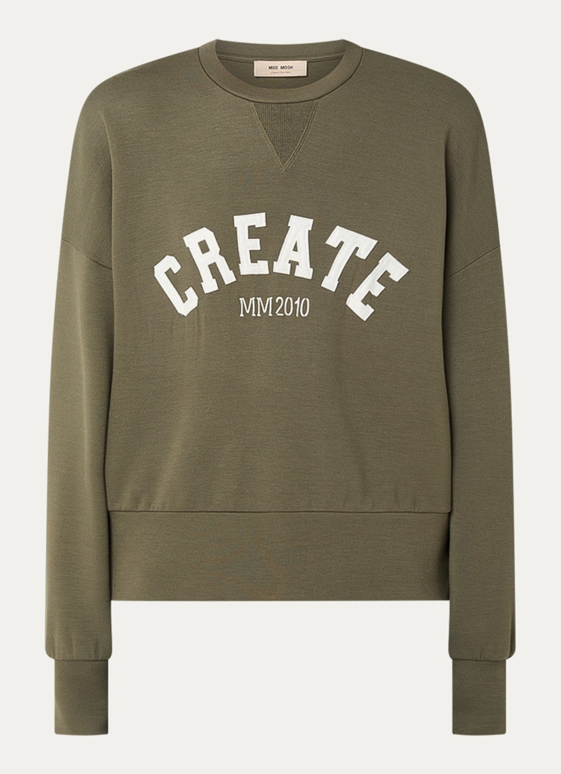 Mos Mosh MMCelli sweater met borduring - voorkant bronsgroen