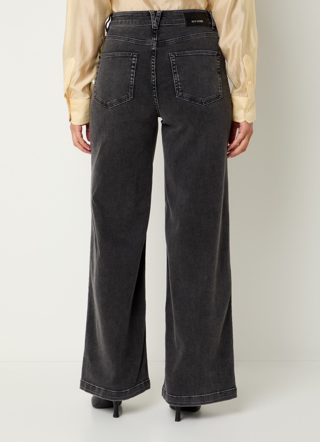 Mos Mosh MMColette Deluxe high waist wide leg jeans met gekleurde wassing - achterkant 4 antraciet