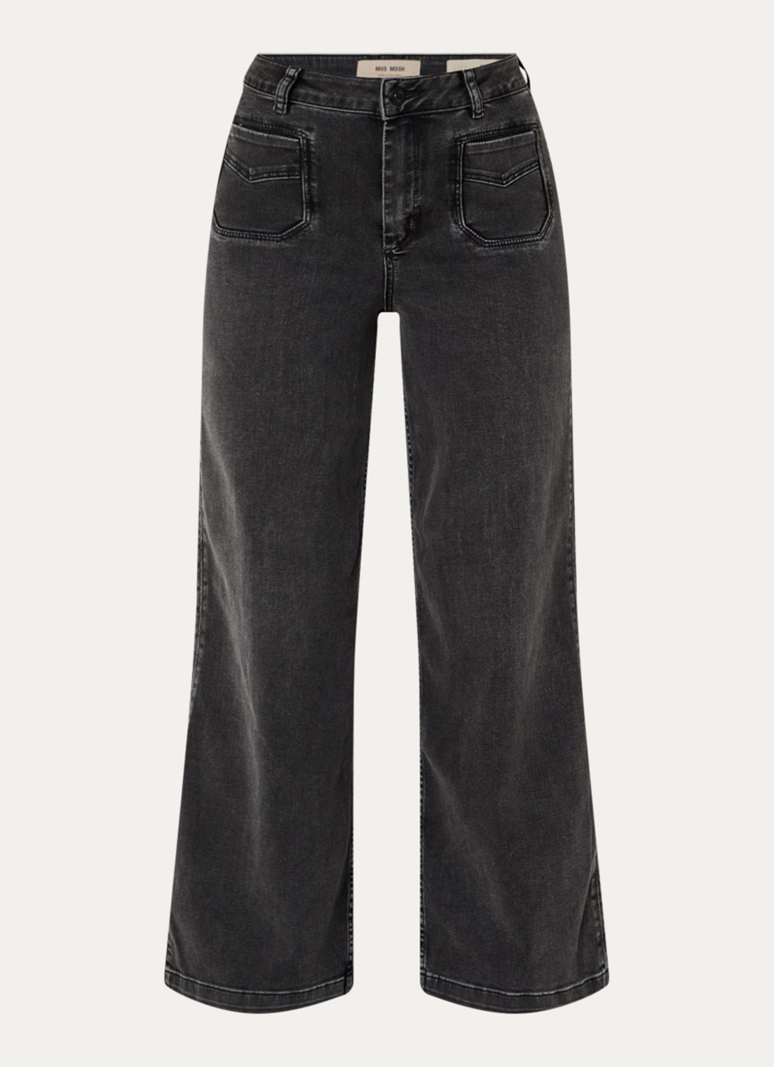 Mos Mosh MMColette Deluxe high waist wide leg jeans met gekleurde wassing - voorkant antraciet