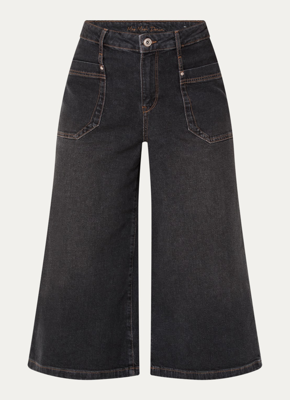 Mos Mosh MMCulotte Juventus high waist wide leg jeans met gekleurde wassing - voorkant 3 antraciet