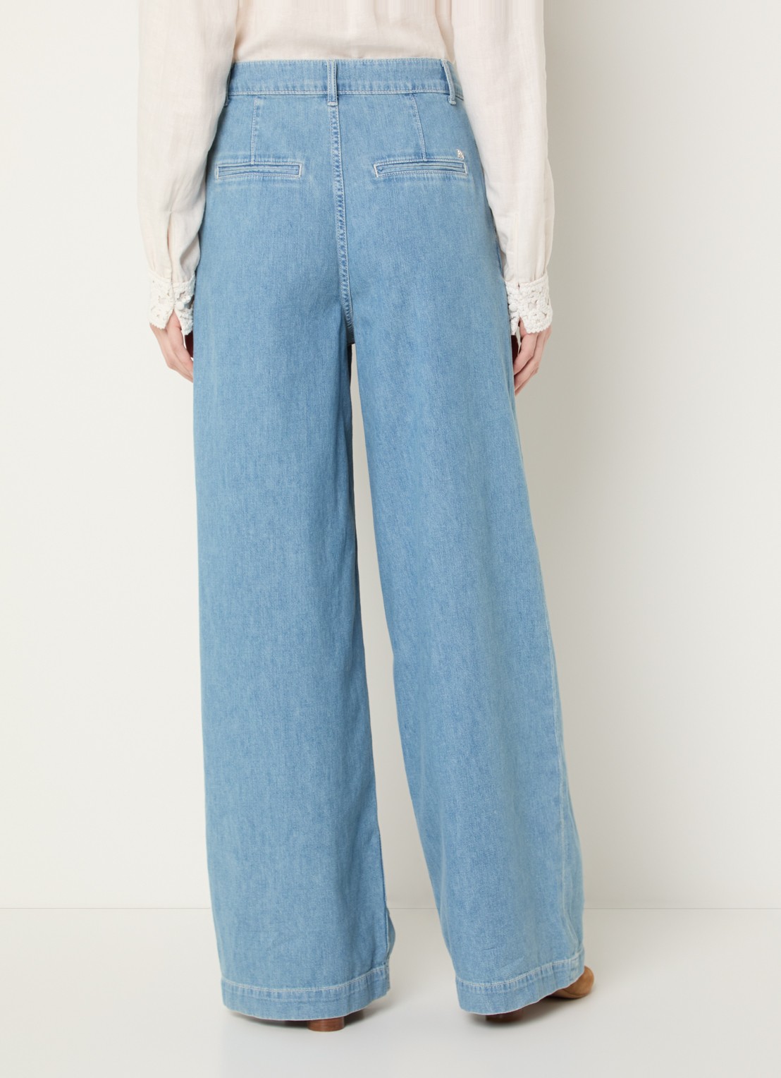Mos Mosh MMDagny high waist wide leg jeans met lichte wassing - achterkant 4 indigo