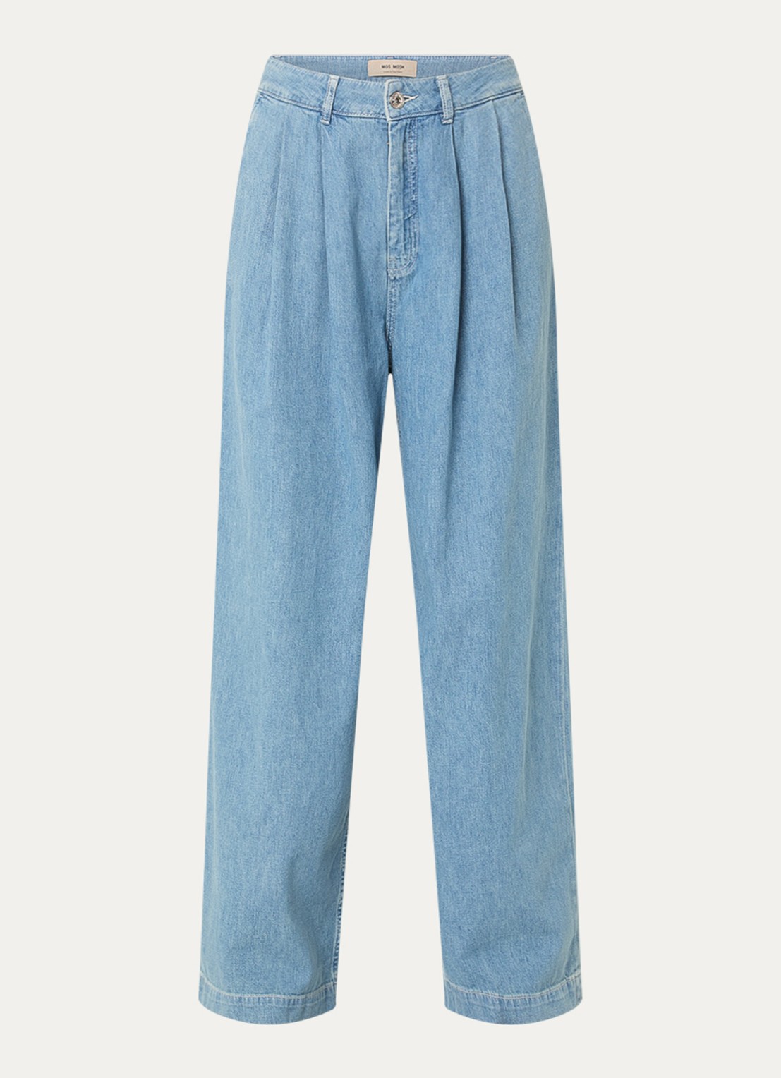 Mos Mosh MMDagny high waist wide leg jeans met lichte wassing - voorkant 2 indigo