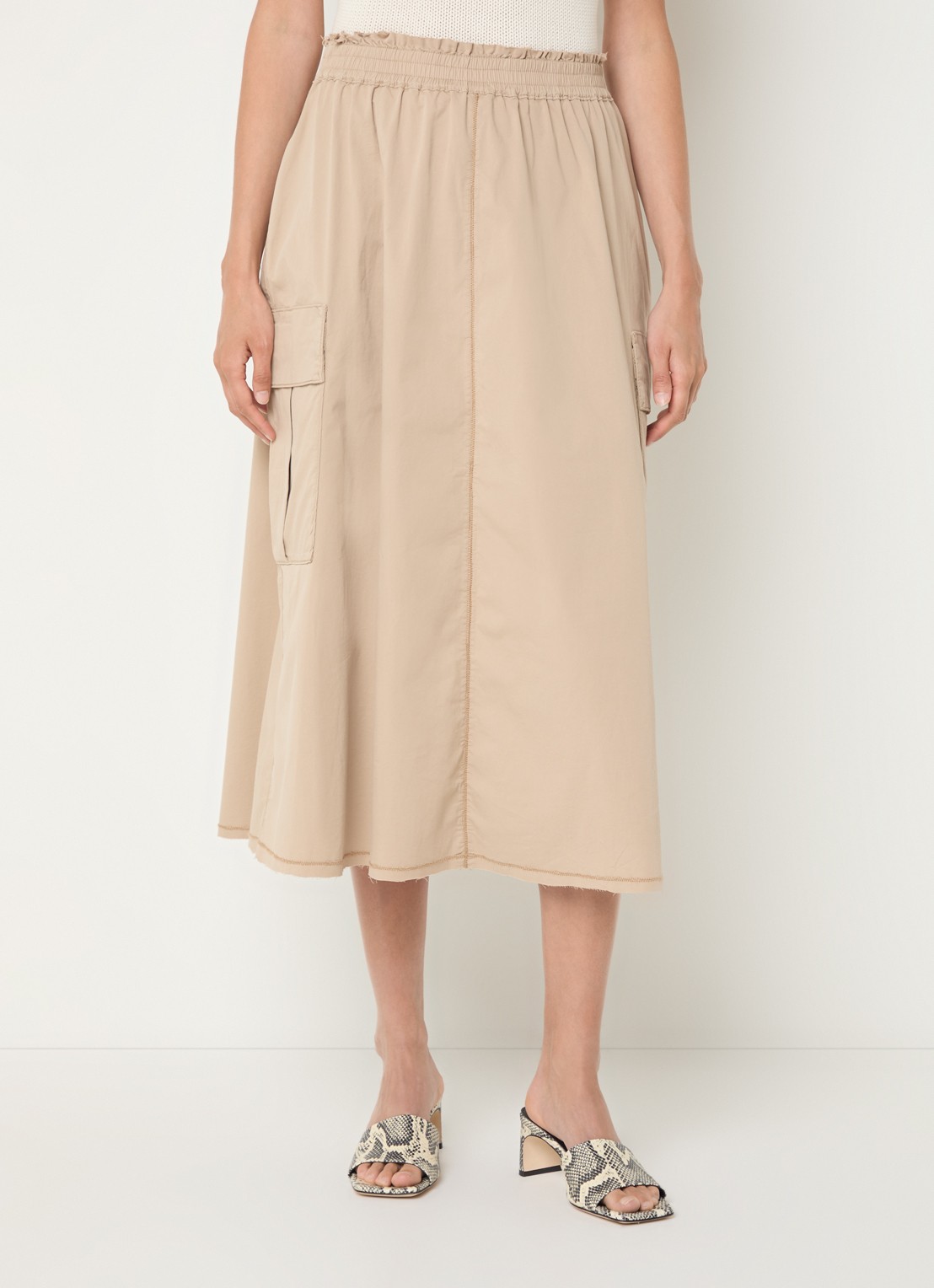 Mos Mosh MMDahlia midi rok met klepzakken - detail 4 beige