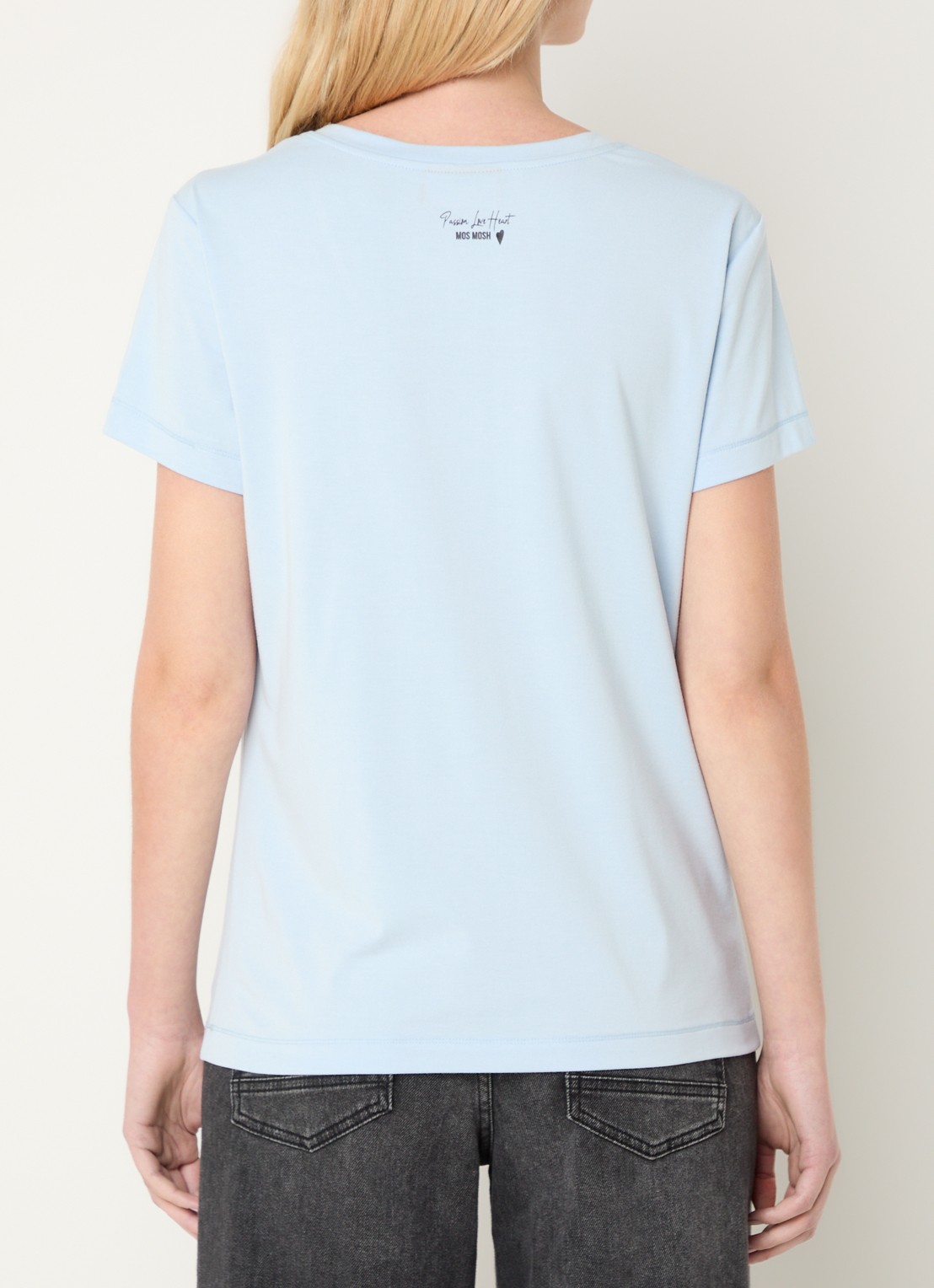 Mos Mosh MMDala T-shirt met V-hals - achterkant 3 lichtblauw