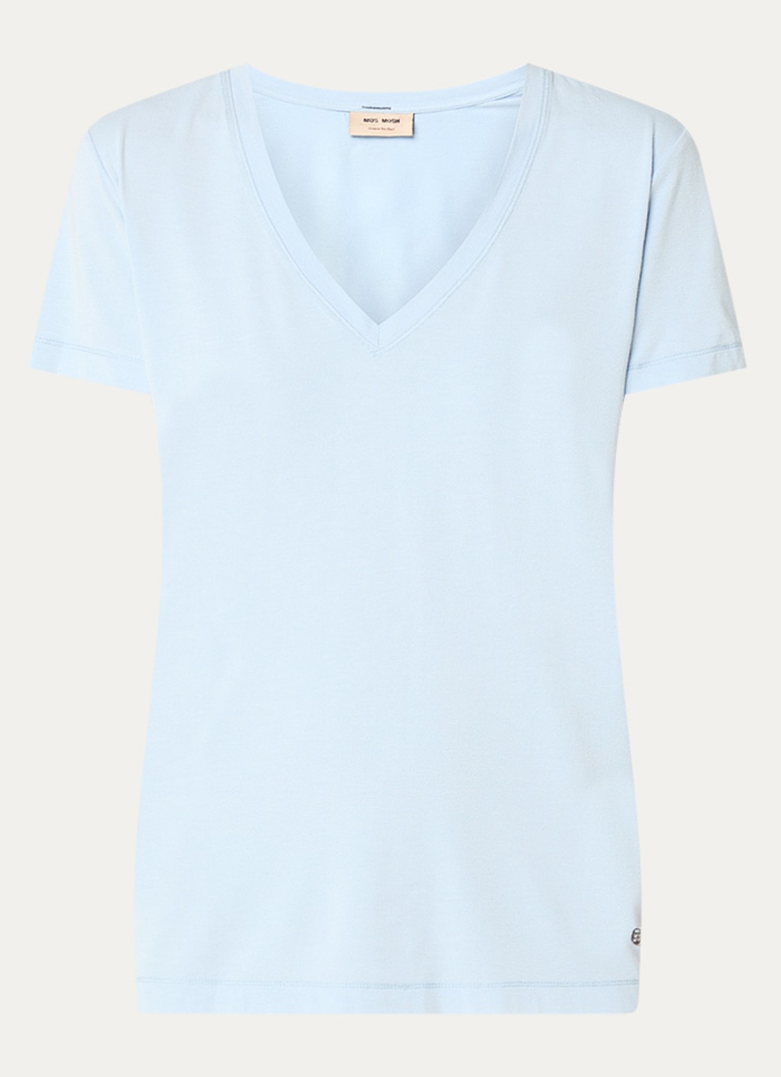 Mos Mosh MMDala T-shirt met V-hals - voorkant lichtblauw