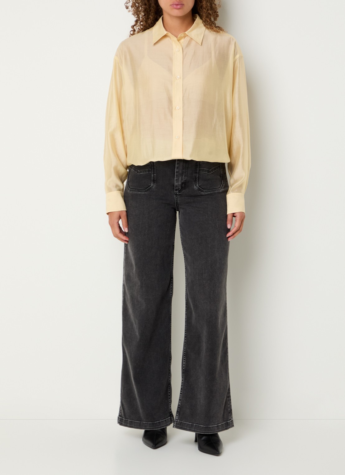 Mos Mosh MMDanika semi-transparante blouse  - voorkant 4 geel