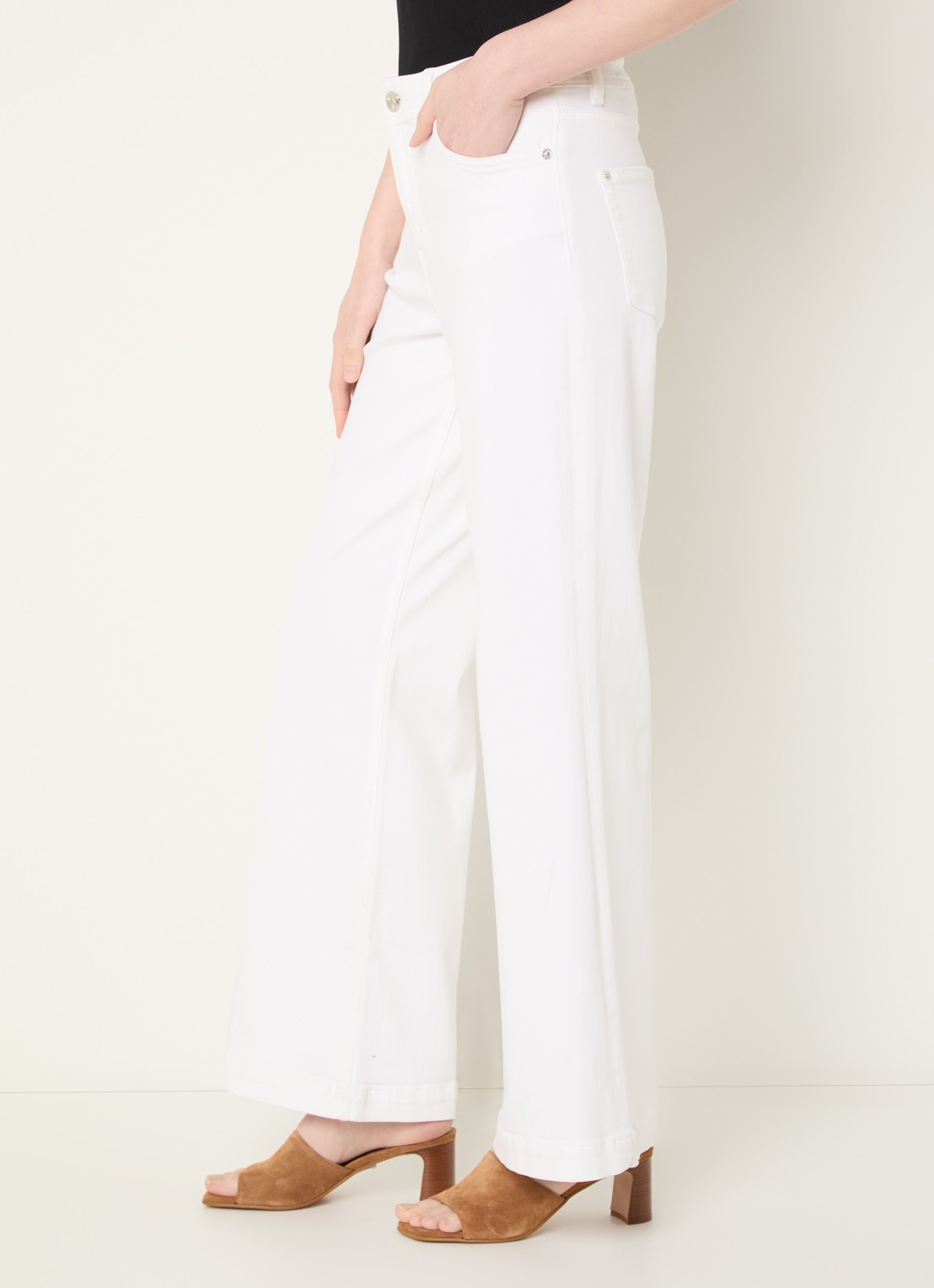 Mos Mosh MMDara Deluxe high waist flared jeans met gekleurde wassing - detail 5 wit