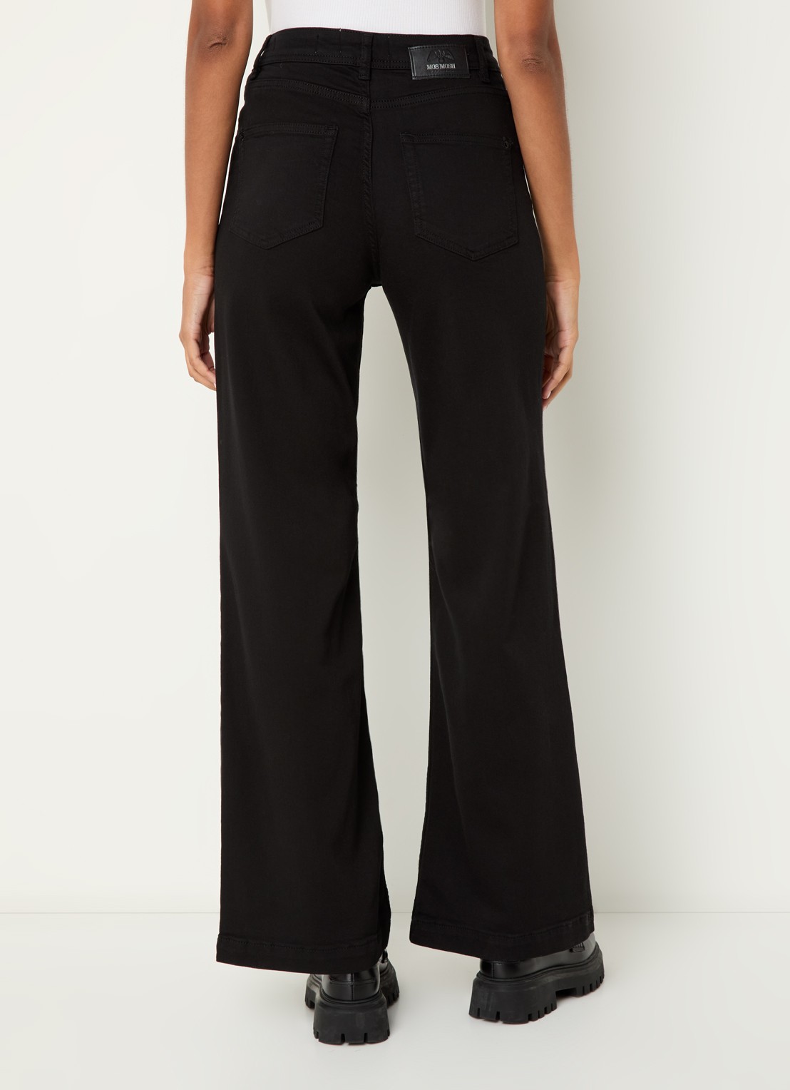 Mos Mosh MMDara high waist wide leg jeans met steekzakken - achterkant zwart