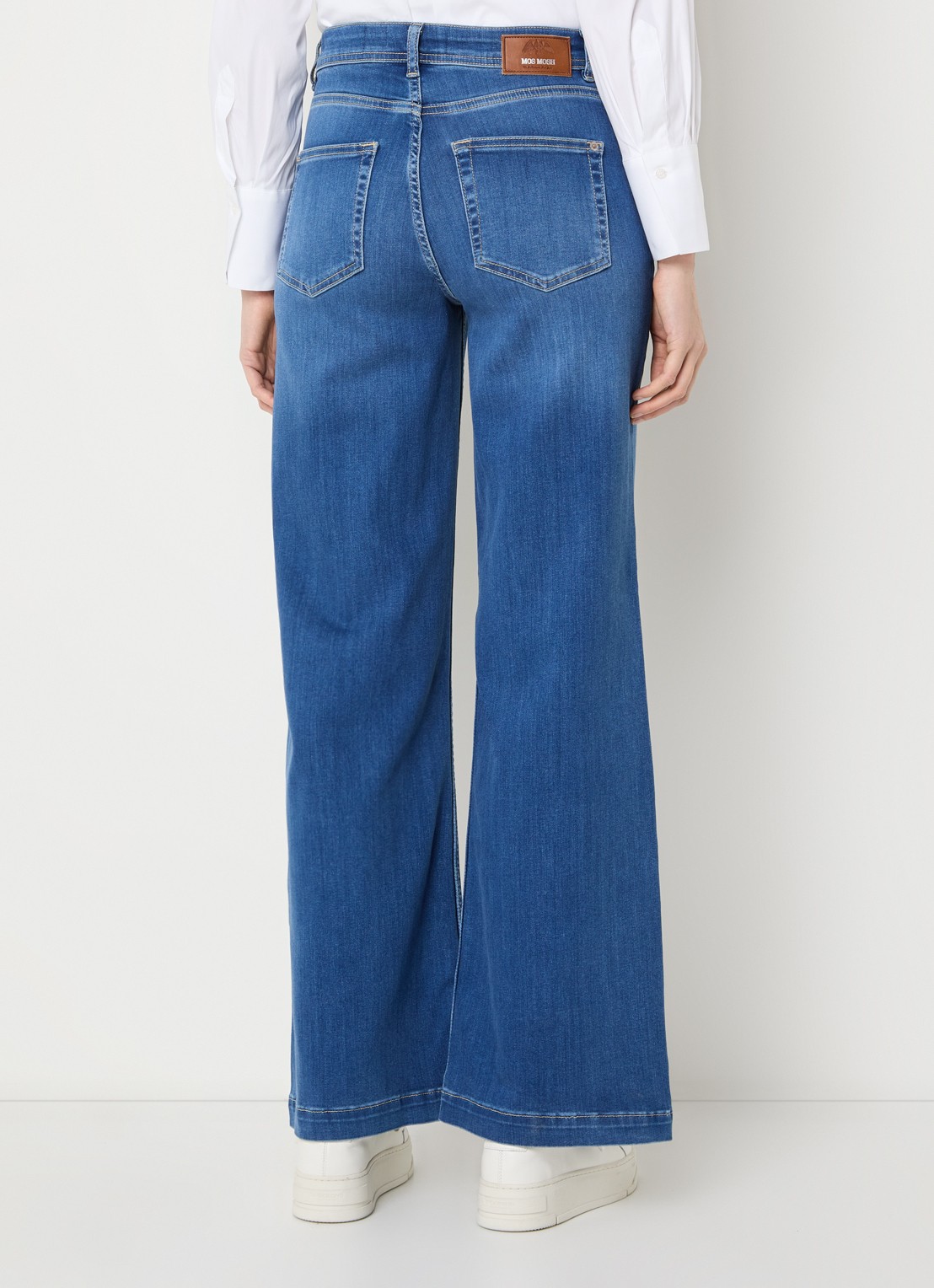 Mos Mosh MMDara high waist wide leg jeans met steekzakken - achterkant 3 indigo