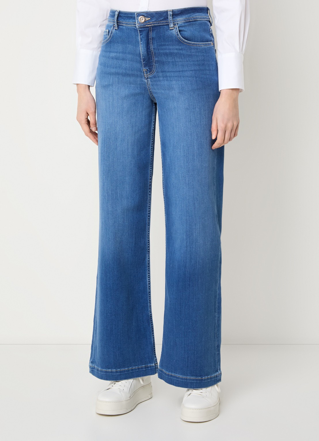 Mos Mosh MMDara high waist wide leg jeans met steekzakken - detail indigo