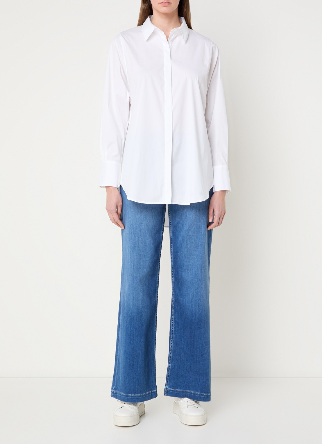 Mos Mosh MMDara high waist wide leg jeans met steekzakken - voorkant 5 indigo