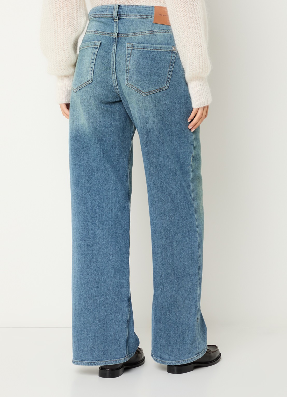 Mos Mosh MMDara Remy mid waist straight leg jeans met steekzakken - achterkant indigo