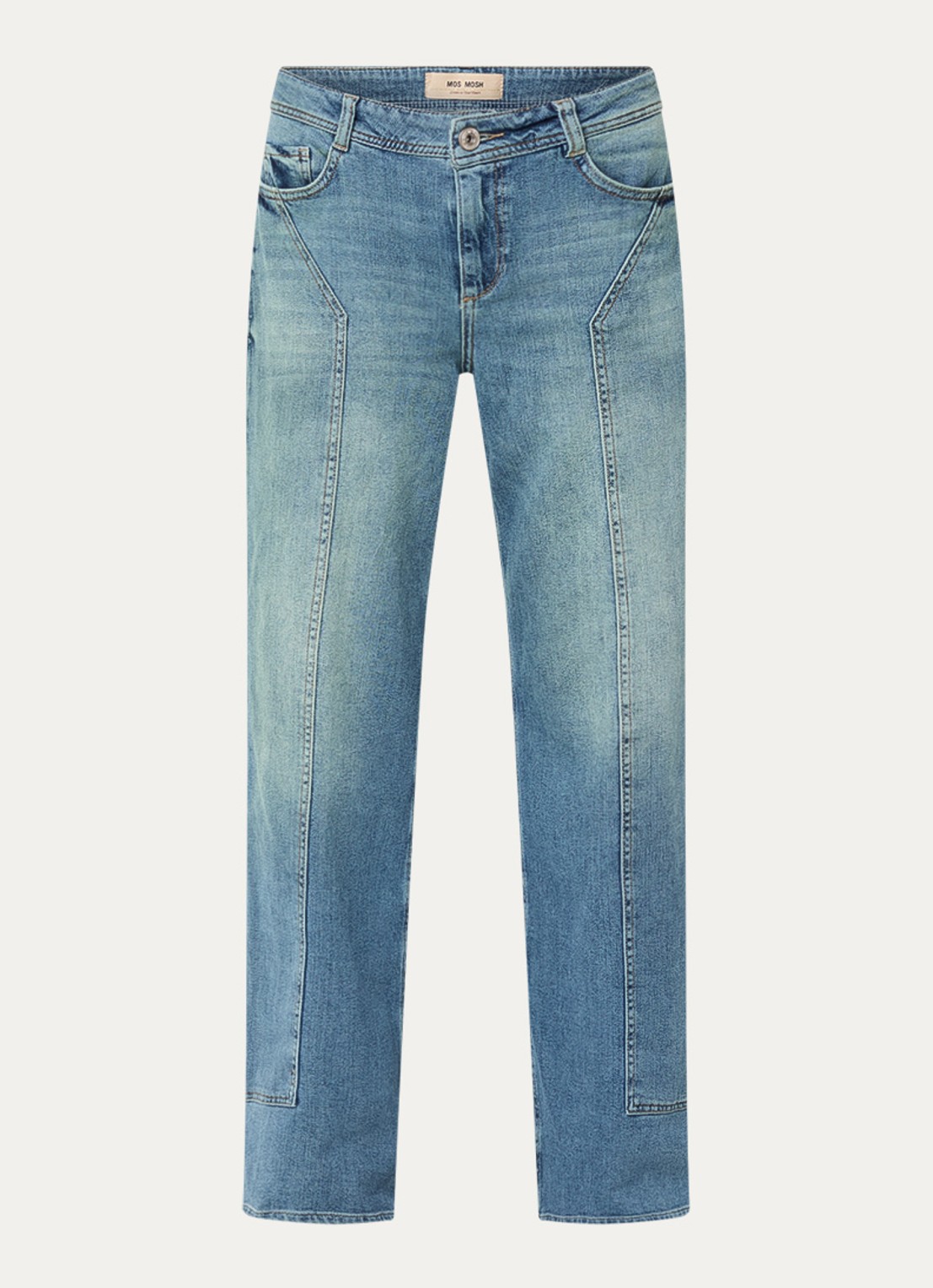 Mos Mosh MMDara Remy mid waist straight leg jeans met steekzakken - voorkant 2 indigo
