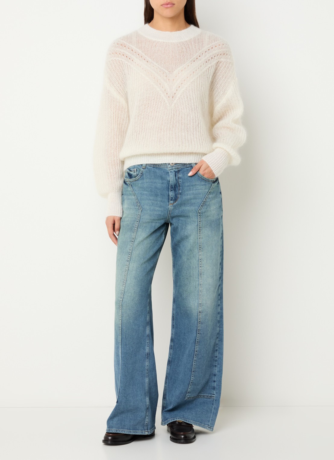 Mos Mosh MMDara Remy mid waist straight leg jeans met steekzakken - voorkant 3 indigo