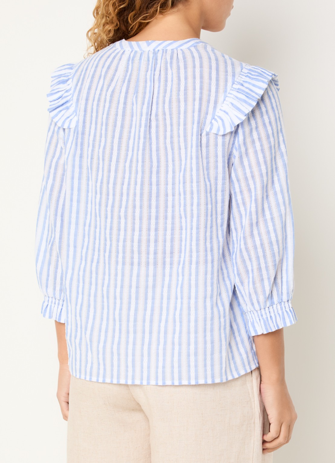Mos Mosh MMDebby blouse met streepprint - achterkant 3 lichtblauw