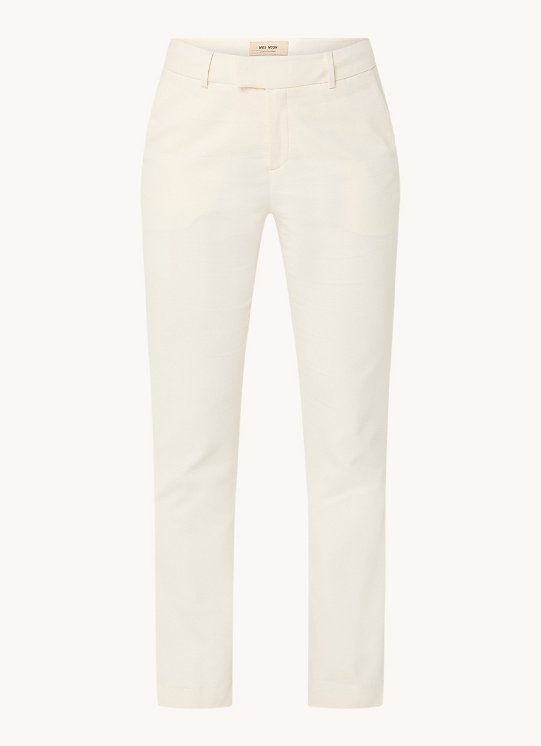 Mos Mosh MMEllen mid waist straight fit cropped chino met steekzakken - voorkant 2 gebroken wit