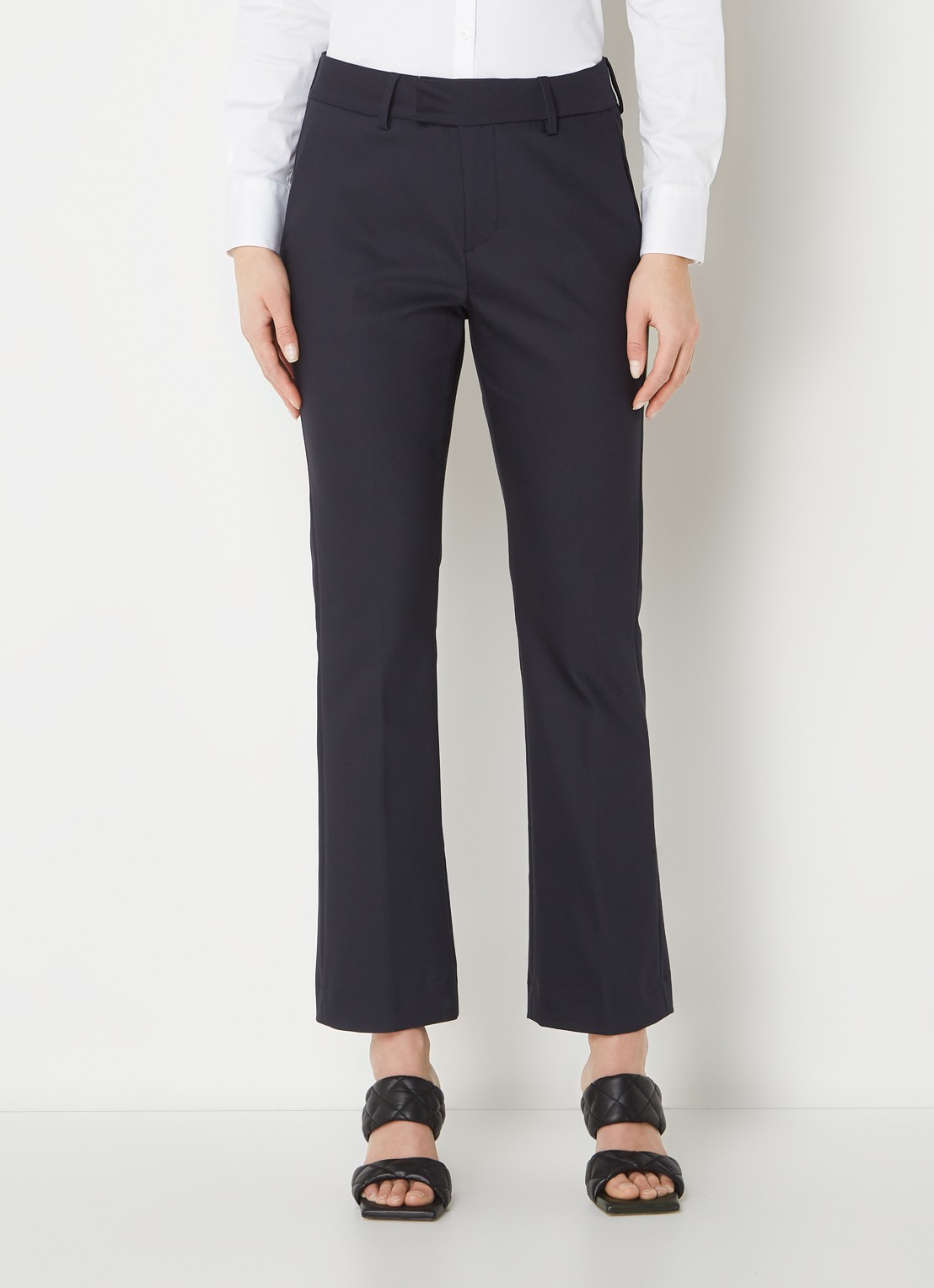 Mos Mosh MMEllen mid waist straight fit cropped chino met steekzakken - detail 3 donkerblauw
