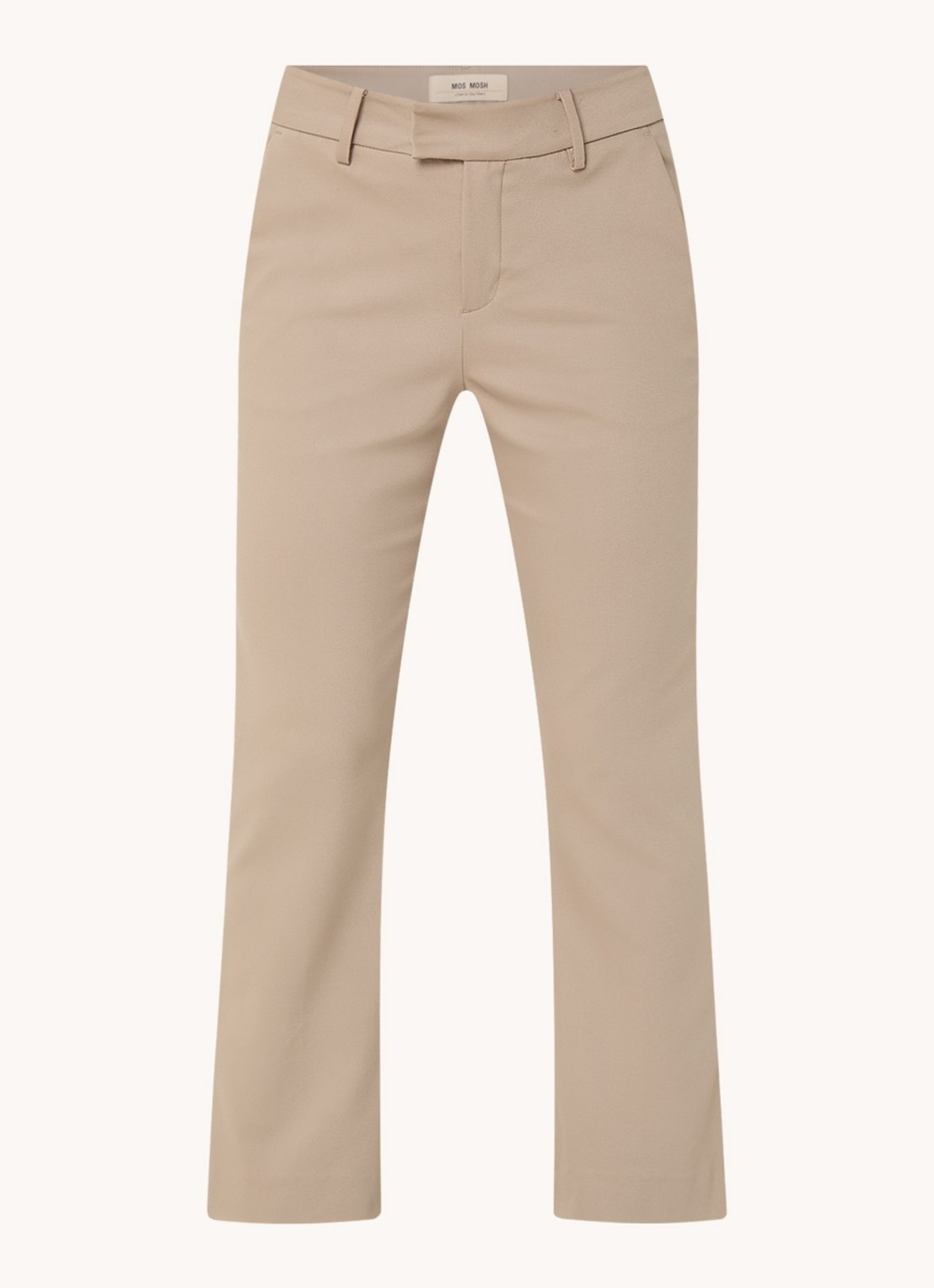 Mos Mosh MMEllen mid waist straight fit cropped chino met steekzakken - voorkant 2 lichtbruin