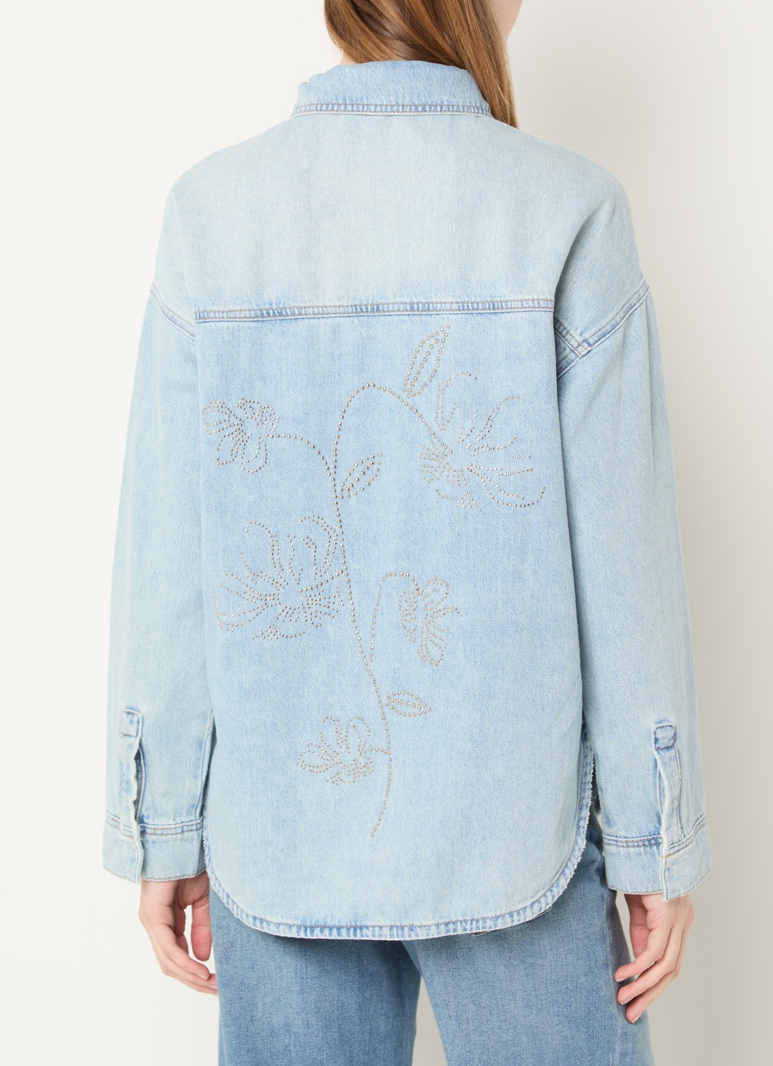 Mos Mosh MMEmm blouse van denim met studs - detail 4 lichtblauw